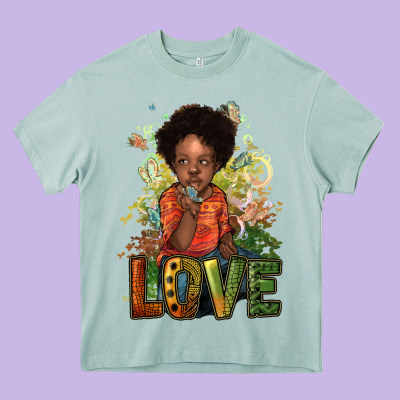 Black Afro Boy Love Heavy Core Tee Designed By Nancycooperartshop