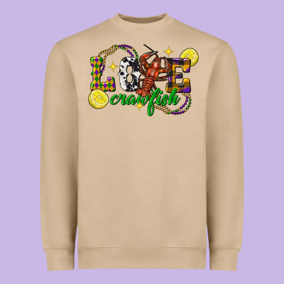 Mardi Gras Love Crawfish Heavyweight Sweatshirt Designed By Fadigitalartstudio