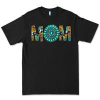 Black Western Mom With Turquoise Gemstone Premium Tee - BundleAndBundleShop