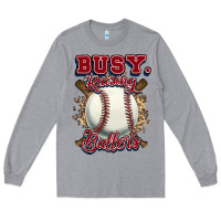 Heather Grey Busy raising ballers Long Sleeve Tee - HowdyJamesFarm