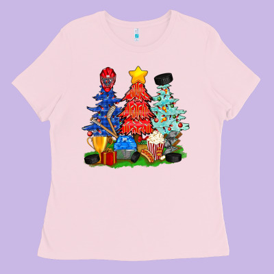 Christmas With Ice Hockey Trees Ladies Tee Designed By Bundleandbundleshop