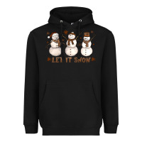 Black Let It Snow Snowmen Heavyweight Hoodie - LillyAllenDesigns