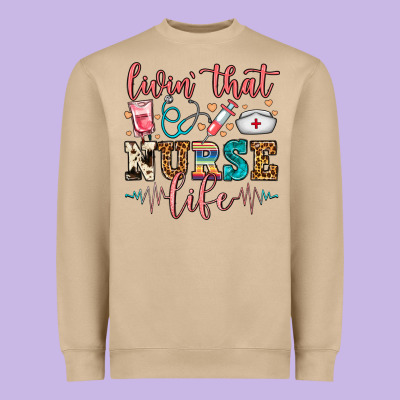 Livin' That Nurse Life Heavyweight Sweatshirt Designed By Fadigitalartstudio