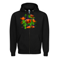 Black halloween pumpkin patch Zipper Hoodie - BundleAndBundleShop