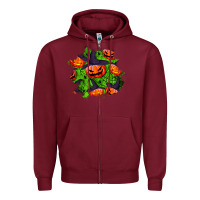 Burgundy halloween pumpkin patch Zipper Hoodie - BundleAndBundleShop