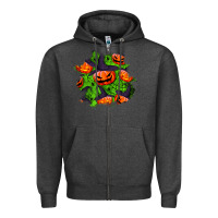 Charcoal Heather halloween pumpkin patch Zipper Hoodie - BundleAndBundleShop