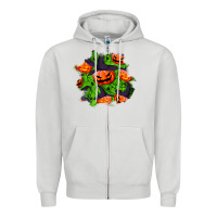 Dove Grey halloween pumpkin patch Zipper Hoodie - BundleAndBundleShop