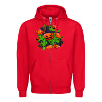 Red halloween pumpkin patch Zipper Hoodie - BundleAndBundleShop