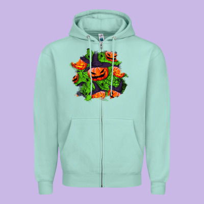 Halloween Pumpkin Patch Zipper Hoodie Designed By Bundleandbundleshop