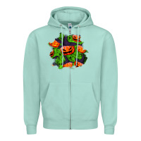 Seafoam halloween pumpkin patch Zipper Hoodie - BundleAndBundleShop