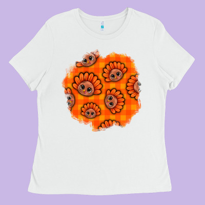 Thanksgiving Turkey With Tartan Patch Ladies Tee Designed By Bundleandbundleshop