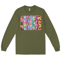 Army Green Easter Brushstrokes Long Sleeve Tee - RanaPortraitStore