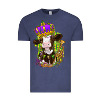 Vintage Denim Mardi Gras cow Vintage Tee - NancyCooperArtShop