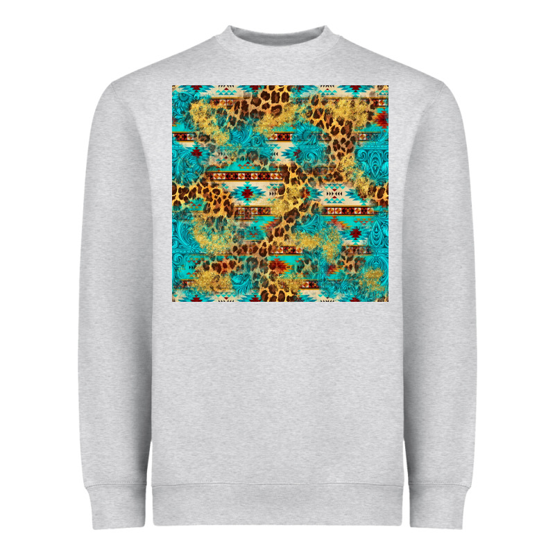 Western Aztec Leopard Glitter Seamless Pattern Heavyweight Sweatshirt by FaDigitalArtStudio | Teevron