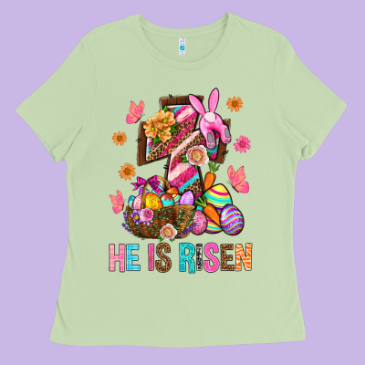 He Is Risen Easter Ladies Tee Designed By Bundleandbundleshop