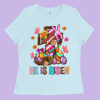 He Is Risen Easter Ladies Tee Designed By Bundleandbundleshop