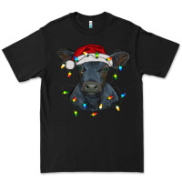 Black christmas baby black angus calf with lights Premium Tee - RanaPortraitStore