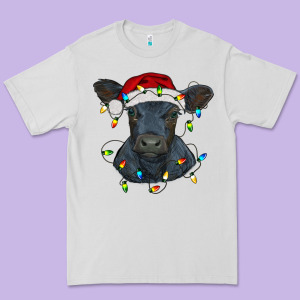 Christmas Baby Black Angus Calf With Lights Premium Tee Designed By Ranaportraitstore
