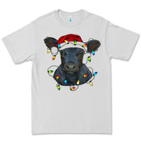 Dove Grey christmas baby black angus calf with lights Premium Tee - RanaPortraitStore