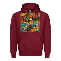 Burgundy cowboy rodeo seamless pattern Zipper Hoodie - BundleAndBundleShop