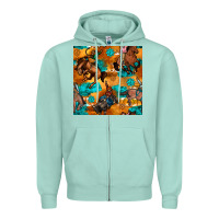 Seafoam cowboy rodeo seamless pattern Zipper Hoodie - BundleAndBundleShop