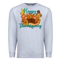 Heather Grey Happy Thanksgiving Pumpkin Pie Premium Sweatshirt - LillyAllenDesigns