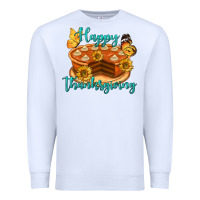 White Happy Thanksgiving Pumpkin Pie Premium Sweatshirt - LillyAllenDesigns