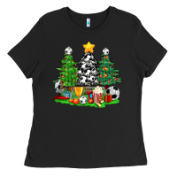 Christmas With Soccer Trees Ladies Tee | Teevron