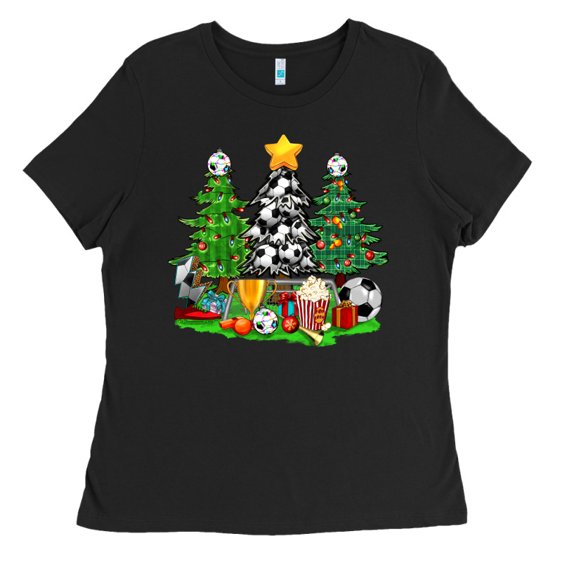 Christmas With Soccer Trees Ladies Tee by BundleAndBundleShop | Teevron