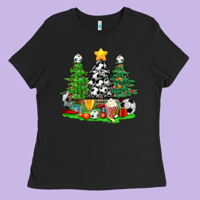 Christmas With Soccer Trees Ladies Tee Designed By Bundleandbundleshop