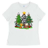 White Christmas With Soccer Trees Ladies Tee - BundleAndBundleShop