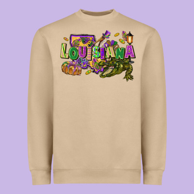 Louisiana Mardi Gras Heavyweight Sweatshirt Designed By Fadigitalartstudio