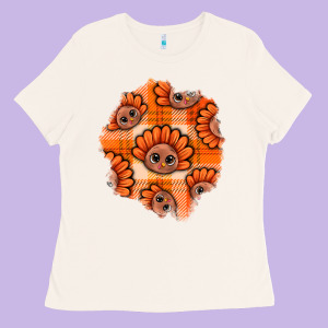 Thanksgiving Turkey With Tartan Patch Ladies Tee Designed By Bundleandbundleshop