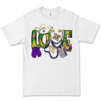 White Mardi Gras Love Nurse Premium Tee - BundleAndBundleShop