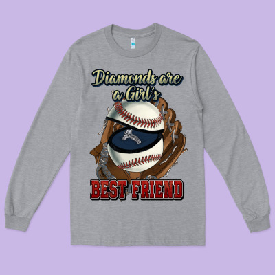 Diamonds Are A Girl's Best Friend Baseball Long Sleeve Tee Designed By Howdyjamesfarm
