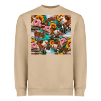 Cow With Aztec And Sunflowers Seamless Pattern Heavyweight Sweatshirt | Teevron