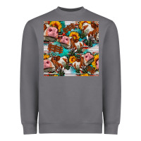 Storm cow with aztec and sunflowers seamless pattern Heavyweight Sweatshirt - FaDigitalArtStudio