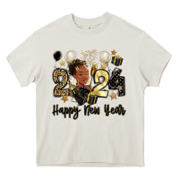 Cream 2024 happy new year black woman Heavy Core Tee - MaliasSmallBusiness
