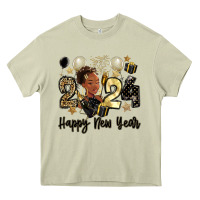 2024 Happy New Year Black Woman Heavy Core Tee | Teevron