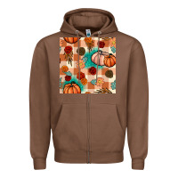Chestnut floral pumpkins seamless pattern Zipper Hoodie - BundleAndBundleShop