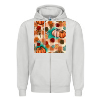Dove Grey floral pumpkins seamless pattern Zipper Hoodie - BundleAndBundleShop