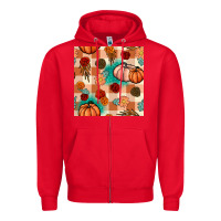 Red floral pumpkins seamless pattern Zipper Hoodie - BundleAndBundleShop