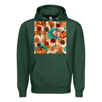 Sports Green floral pumpkins seamless pattern Zipper Hoodie - BundleAndBundleShop