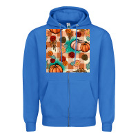True Royal floral pumpkins seamless pattern Zipper Hoodie - BundleAndBundleShop