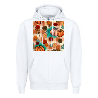 White floral pumpkins seamless pattern Zipper Hoodie - BundleAndBundleShop