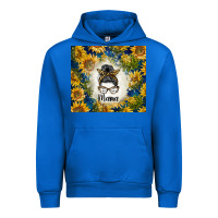 Cobalt sunflowers messy bun mama Urban Hoodie - BarkalooDesign