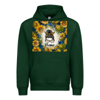 Forest Green sunflowers messy bun mama Urban Hoodie - BarkalooDesign