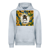 Heather Grey sunflowers messy bun mama Urban Hoodie - BarkalooDesign