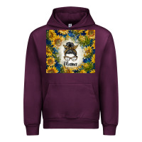 Mauve Wine sunflowers messy bun mama Urban Hoodie - BarkalooDesign