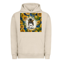 Pigment French Oak sunflowers messy bun mama Urban Hoodie - BarkalooDesign